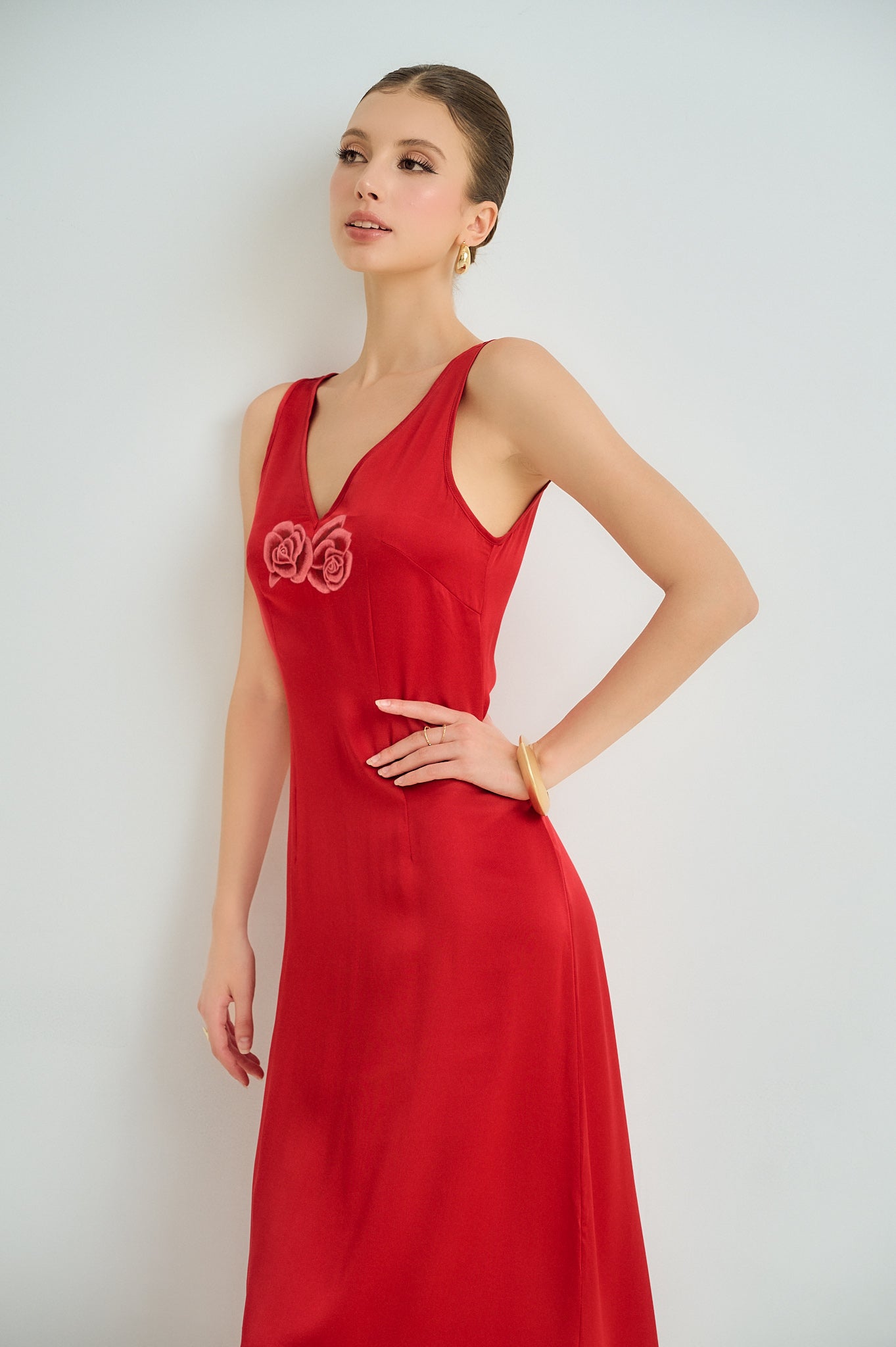 Open V-Neck Maxi Dress