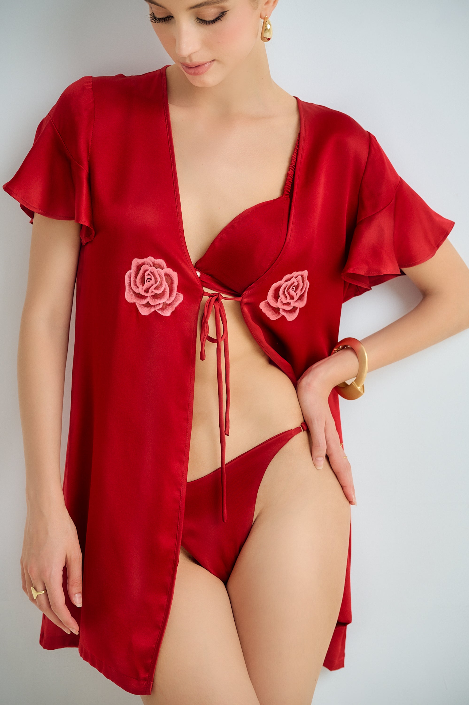 Flutter-Sleeve Silk Lounge Set