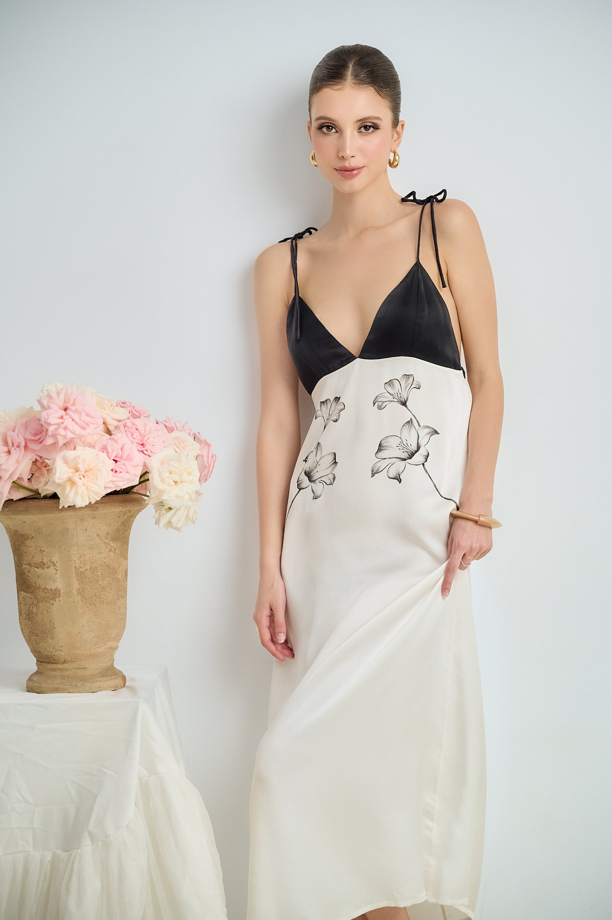 Two-Tone Silk Slip Maxi
