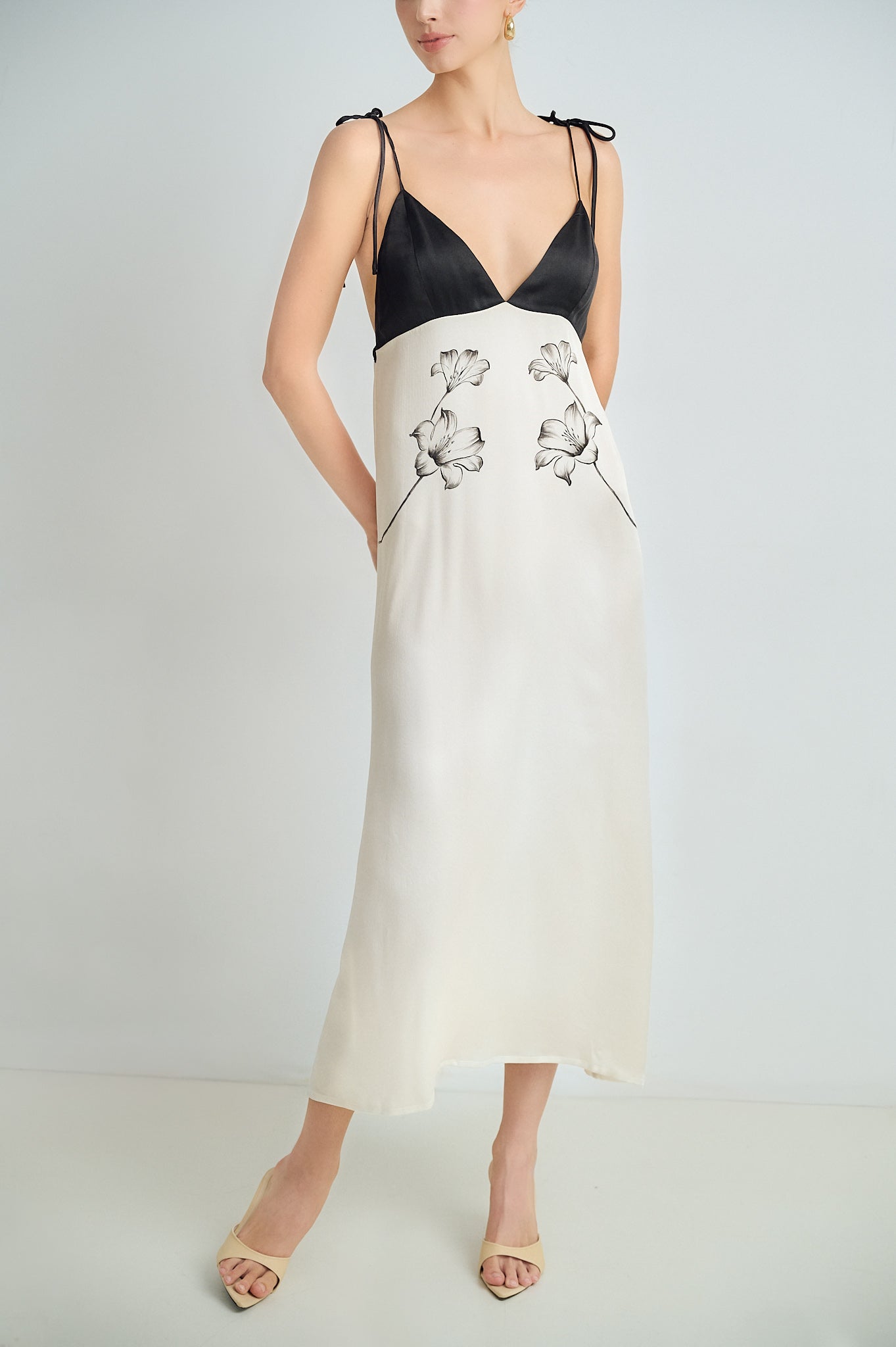 silk laundry two tone dress Two Tone Dress Cacao/Van Dyke Brown