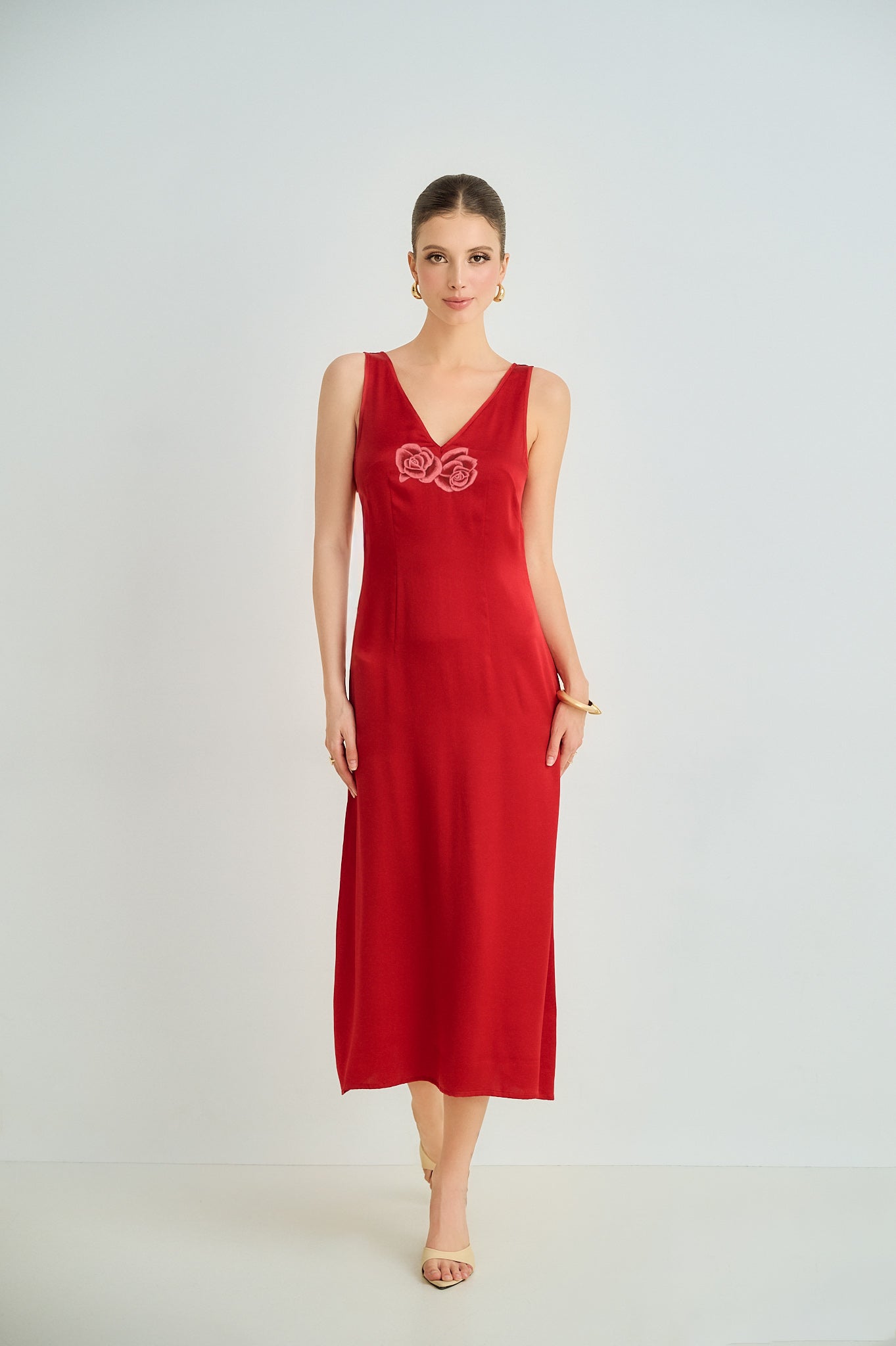 Open V-Neck Maxi Dress