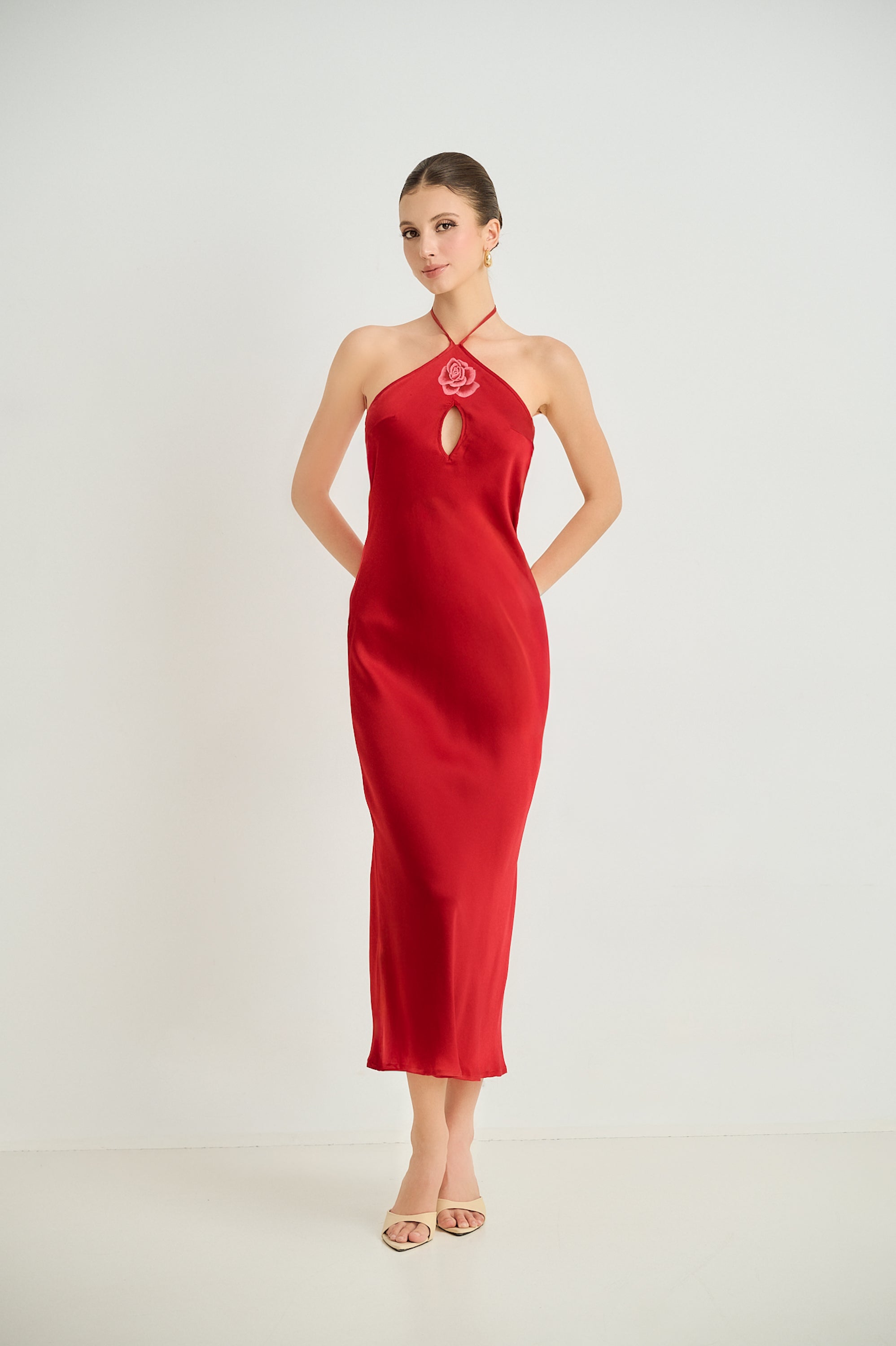Silk Halter Maxi Dress